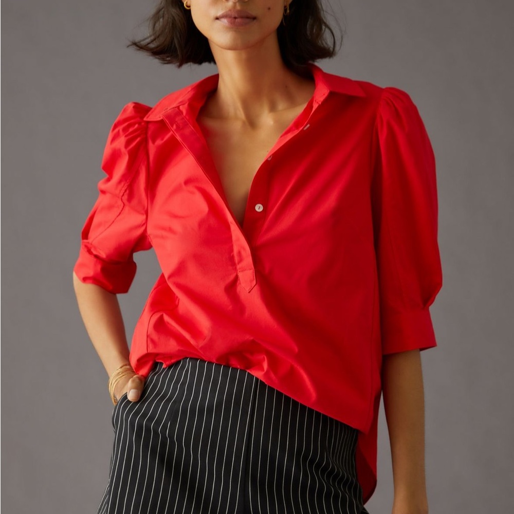 Maeve Poplin Henley Shirt